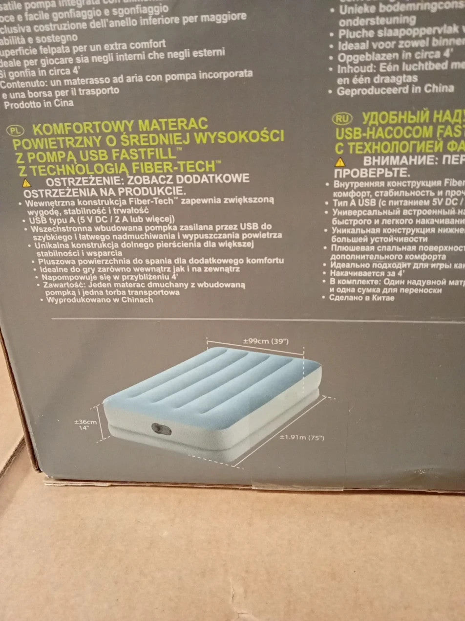 Intex Twin Dura Beam Comfort 64157 Air Bed Fastfill Pump Inflated 99x191x36cm