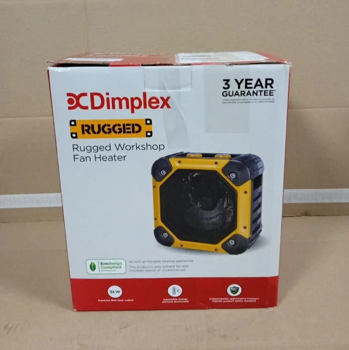 Dimplex RUG3TS 3kW Fan Heater Cooling Workshop Black Yellow Design Heavy Duty