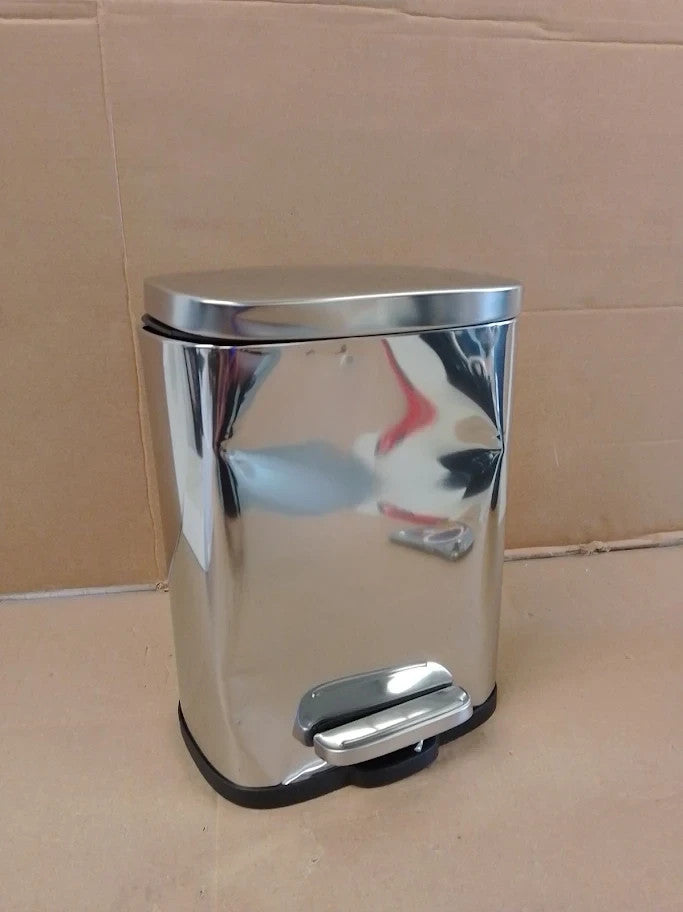 Home 5L Rectangular Bathroom Pedal Bin Stainless steel 30x21.5x18.5cm Chrome