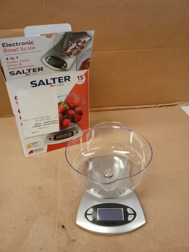 Salter Bowl Electronic Scale Plastic Material Imperial Metric Silver New