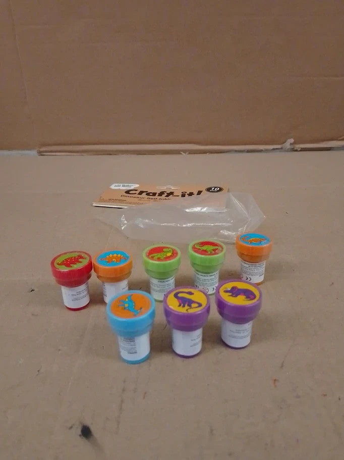 Baker Ross AV293 Dinosaur Self Inking Stampers Arts Crafts Novelty 8pc 20mm New