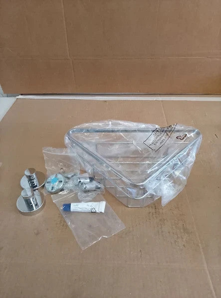 Croydex Brockham Flexi Fix Corner Caddy Chrome Shower Shelf 12.5x26x14cm New