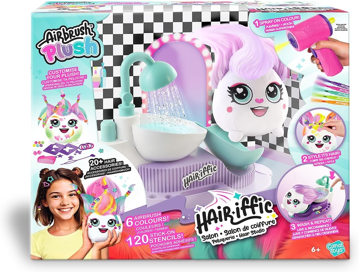 Airbrush Plush Hairiffic Salon Custom Makeover Kit Battery Powered 6+ New