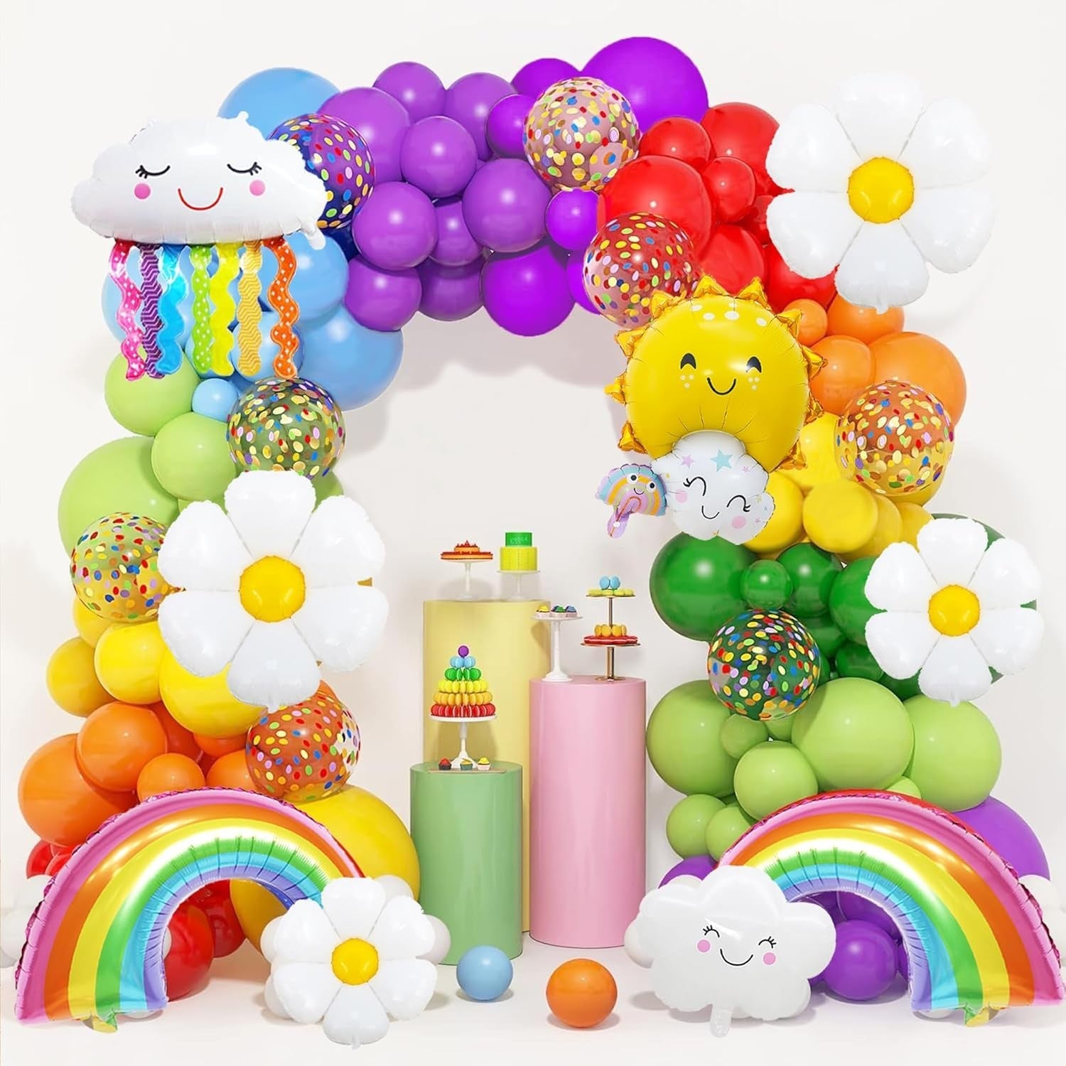Fetedecor Rainbow Balloon Arch Kit 154pcs Birthday Party Decorations New