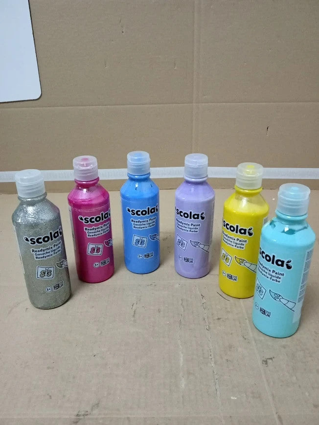 Scola Readymix Water Based Tempera Paint 6 Assorted Unicorn Colours 300ml New