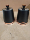 Tower Cavaletto Set of 3 Storage Canisters Tea Coffee Sugar Black Rose Gold