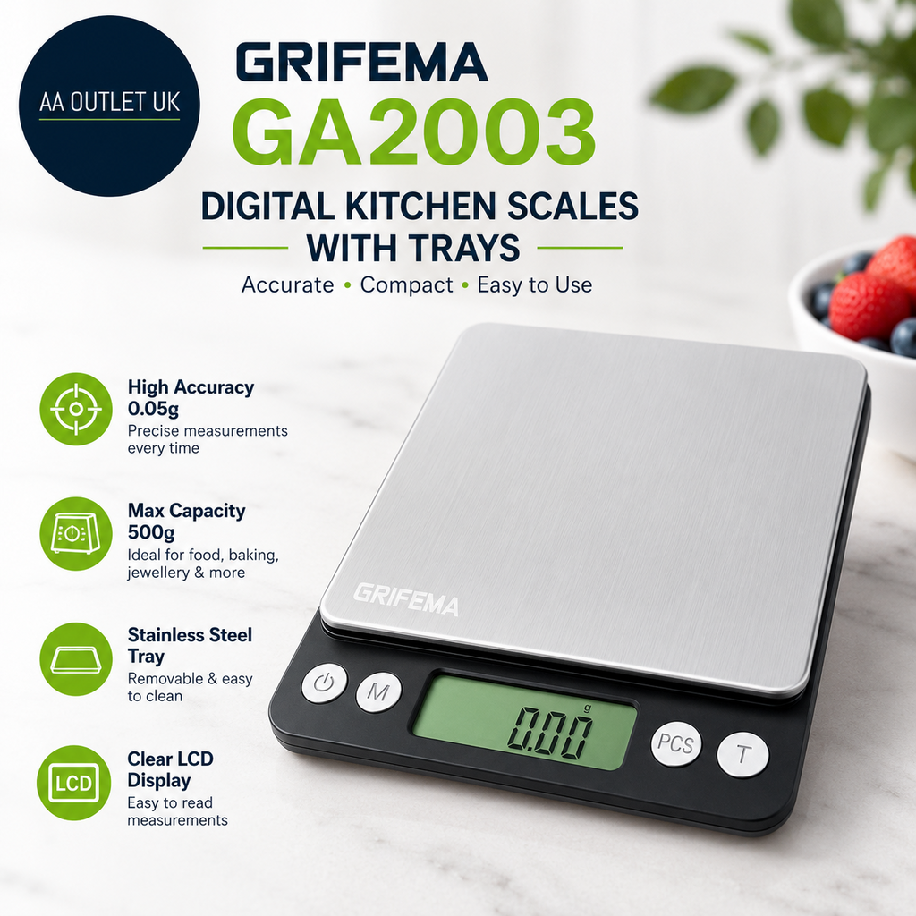 Grifema GA2003 Digital Kitchen Scales Trays 500g 0.05g Food Weighing