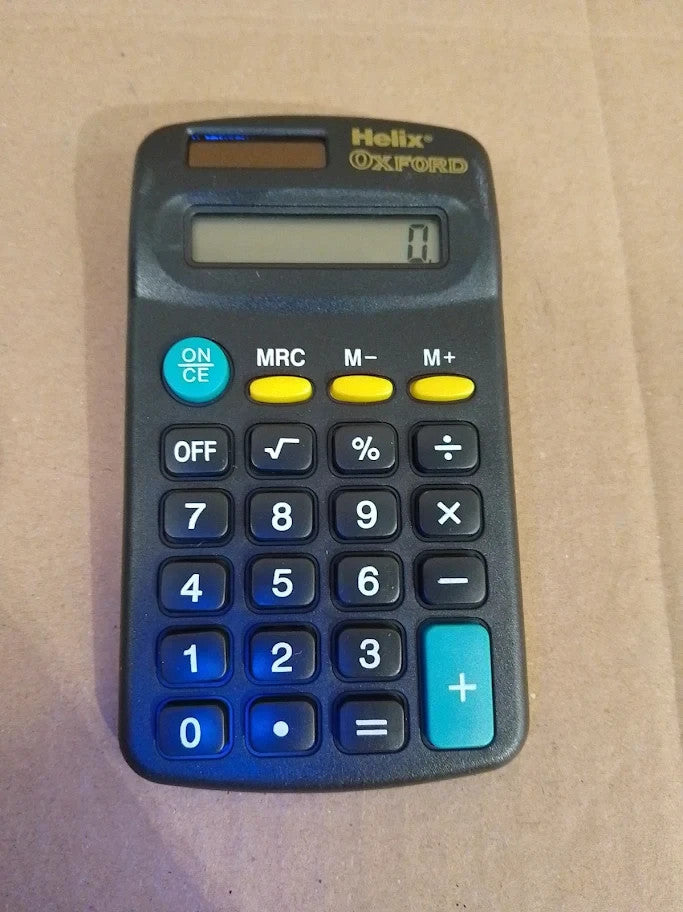 Helix Oxford Basic Calculator Key Stage 1 2 Maths 8 Digit Display Black New