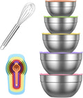 Mixing Dveda 5pcs Stainless Steel Mixing Bowls 6pcs Spoons 1pc Egg Whisk Set New
