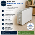 Bush 2000W Convector Heater DF2362 31.5x52.8x19.4cm Thermostatically Controlled