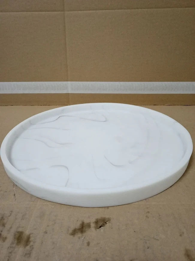 Luxspire Marble White Round Vanity Tray Organiser Resin 10.63x10.63x0.87in New