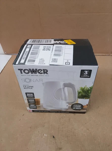 Tower T10083WHT Sonar Textured Kettle Large Window Blue Light 3000W 1.7L White