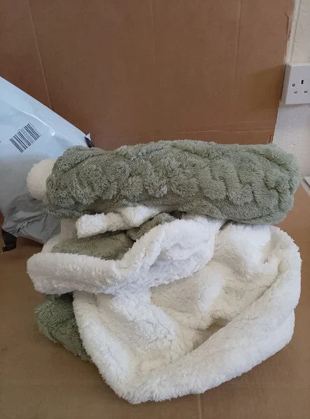 Decmay Fleece Blanket Throws Sofas Sherpa 3D Jacquard Pattern 127x152cm New