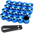 Wheel Nut Cap 20Pcs Universal Chrome Plastic Wheel Bolt Nut Covers Blue 17mm New