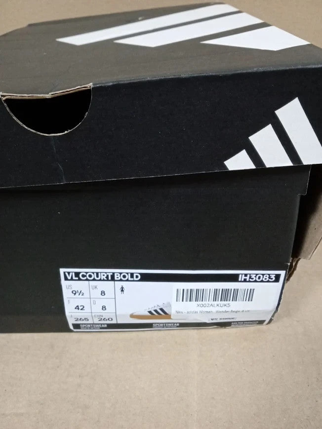 Adidas Womens Vl Court 3.0 White Black Wonder Beige 9.5 US 8 UK Lace Up New