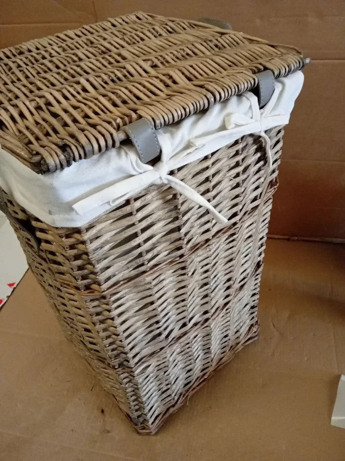 Home Willow Laundry Basket Wicker Frame Grey 56x35x35cm New