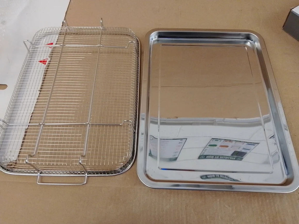 2 In 1 Oven Grill Tray Air Fryer Rack Non Stick Elevated Stainless Steel Drain