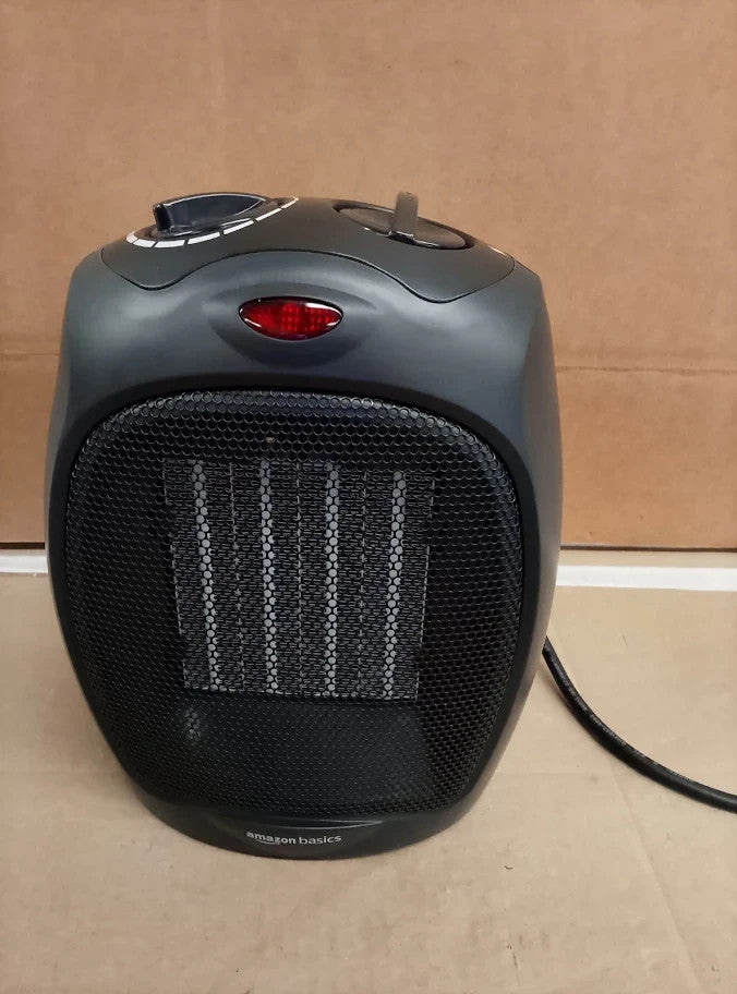 Amazon Basics 1800w Ceramic Space Heater With Adjustable Thermostat Black New