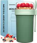 Mitsemmo Cereal Cup On The Go 760ml+230ml Breakfast Pots To Go Yogurt New