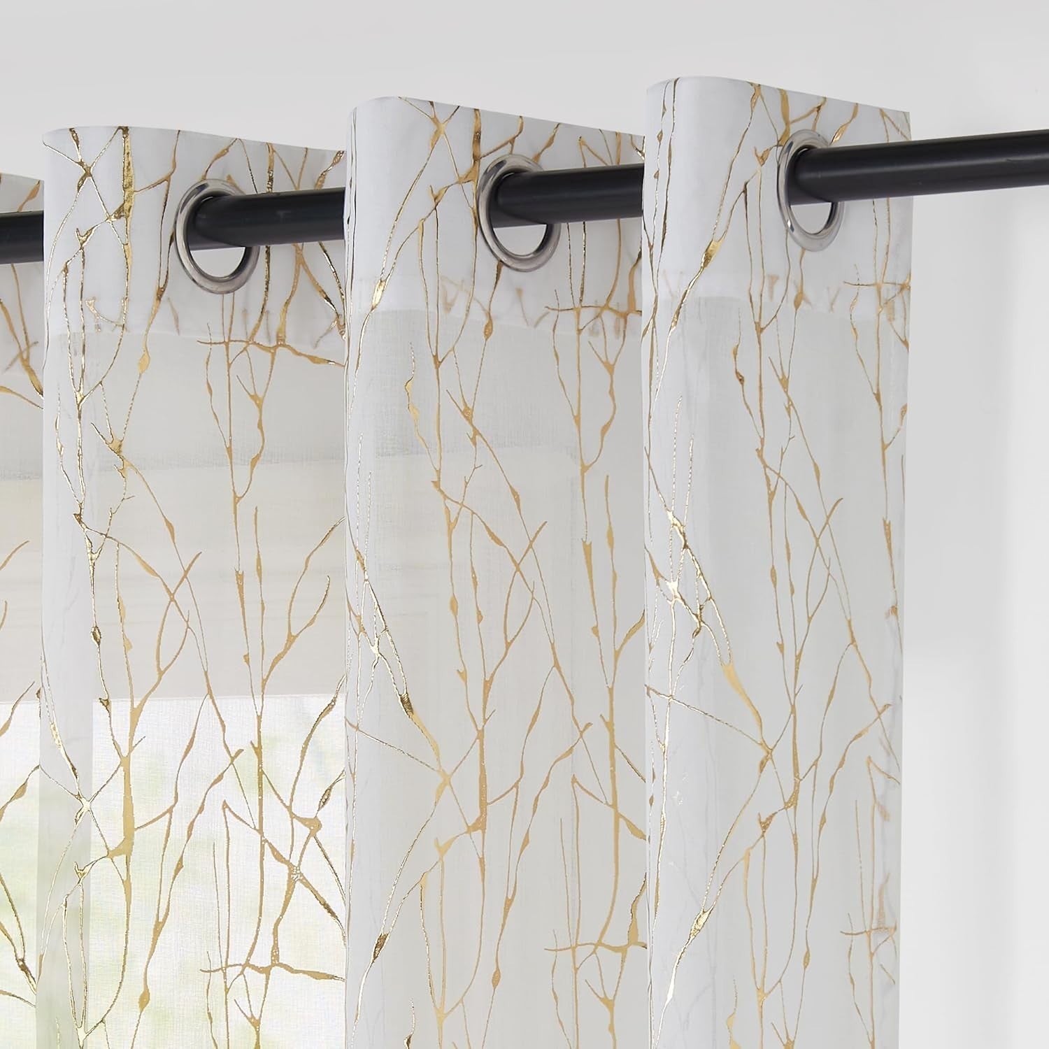 PONY DANCE Linen Look Voile Curtains 72 Drop Pair 3D Drip Coating 52x72in New