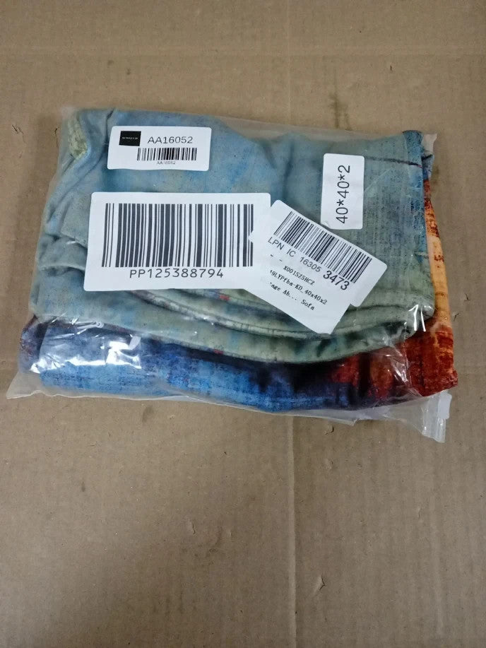 Vintage Abstract Throw Pillow Covers Set 2 Blue Brown Grunge Cushion Cases New