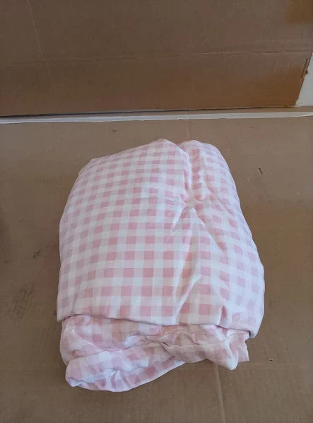 Michorinee Duvet Cover Set Pink White Plaid Pattern Double 50x75cm New