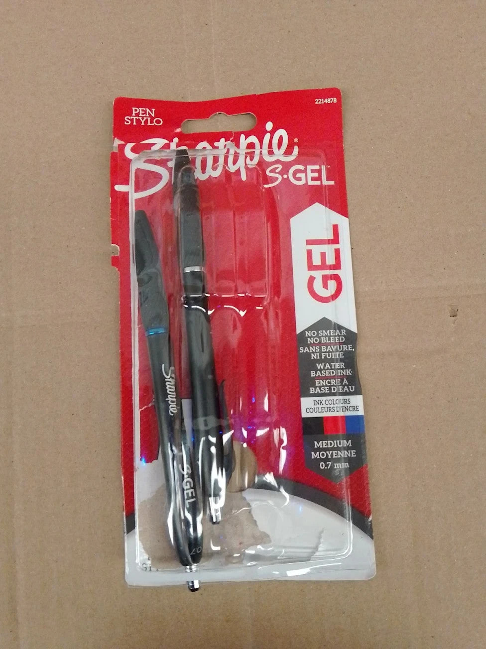 Sharpie S Gel Pens Medium Point 0.7mm Black & Blue Ink 2 Pieces Rubber New