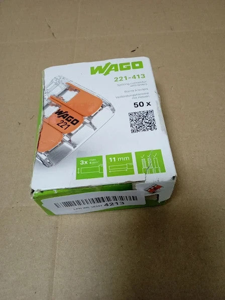 Wago 221 413 Splicing Connector 3 Conductors 0.14 4mm Compact Design New