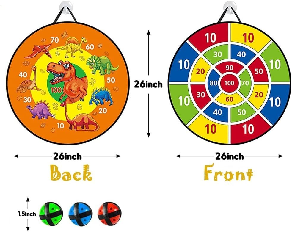 Tuko 26in Large Dart Board Game Kids 9 Sticky Balls Indoor Outdoor 66x1cm 3+ New