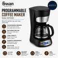 Swan SK13130N Programmable Coffee Maker Keep Warm Function LCD Timer 750ml 700W