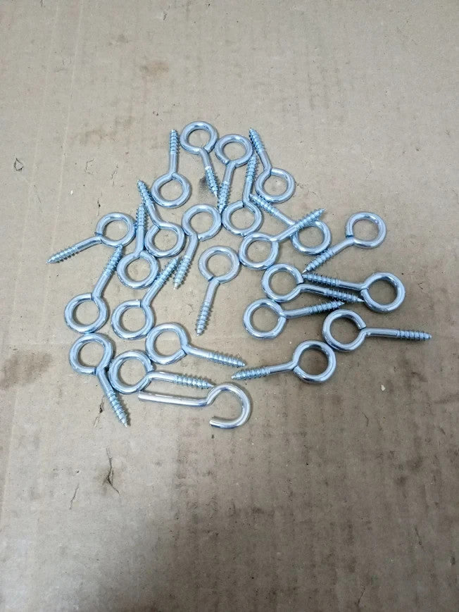 Zinc Plated Screw Eye Hooks Mixed Sizes Hanging Fixings DIY Hardware Lot New