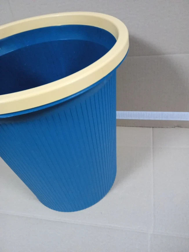 ASelected 16L Plastic Waste Paper Basket Blue Round Small Trash Can Wastebasket