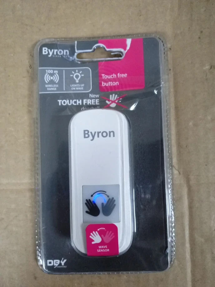 Byron Wireless Bell Push Touch Free Door Push Wave Sensor White DBY-23430 New