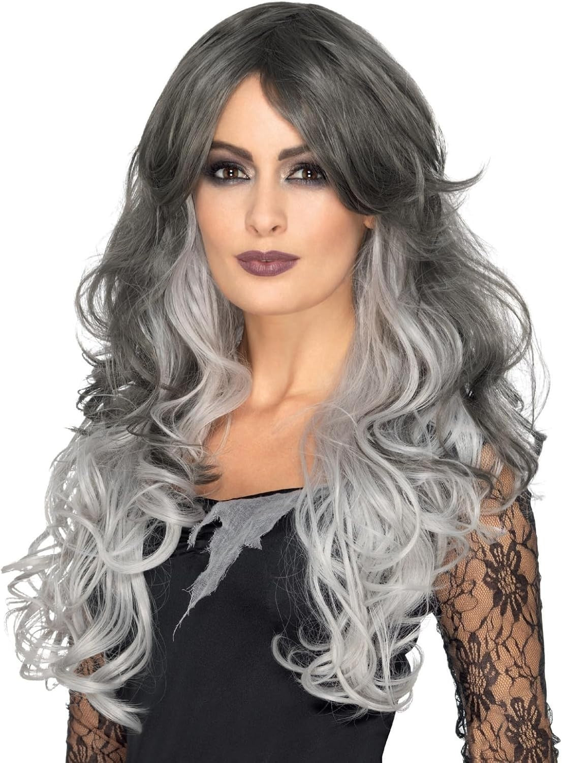 Smiffys Deluxe Gothic Bride Wig Grey Heat Resistant Styleable Halloween New