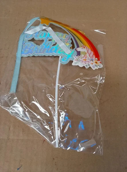 Osdue 21pcs Unicorn Cake Toppers Rainbow Party Decorations Kit 16x3.8cm New