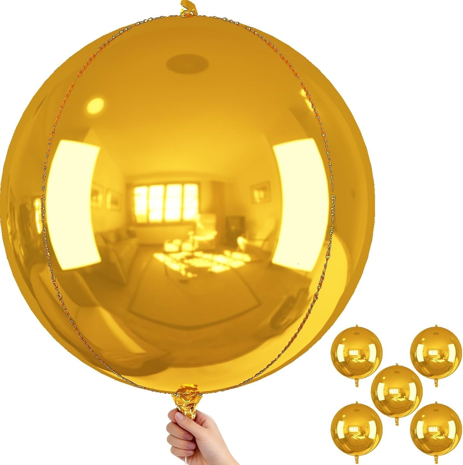Froova 14pcs Gold Round Foil Balloons 22 15 10 4D Metallic Golden Reusable New