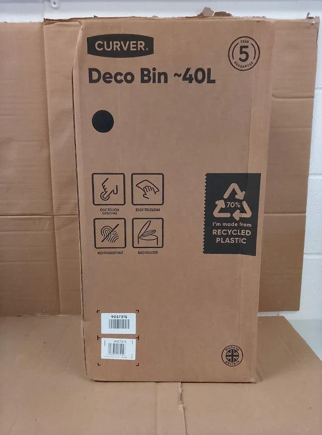 Curver Deco 40L Touch Top Kitchen Bin Black Waste Rubbish Storage Design