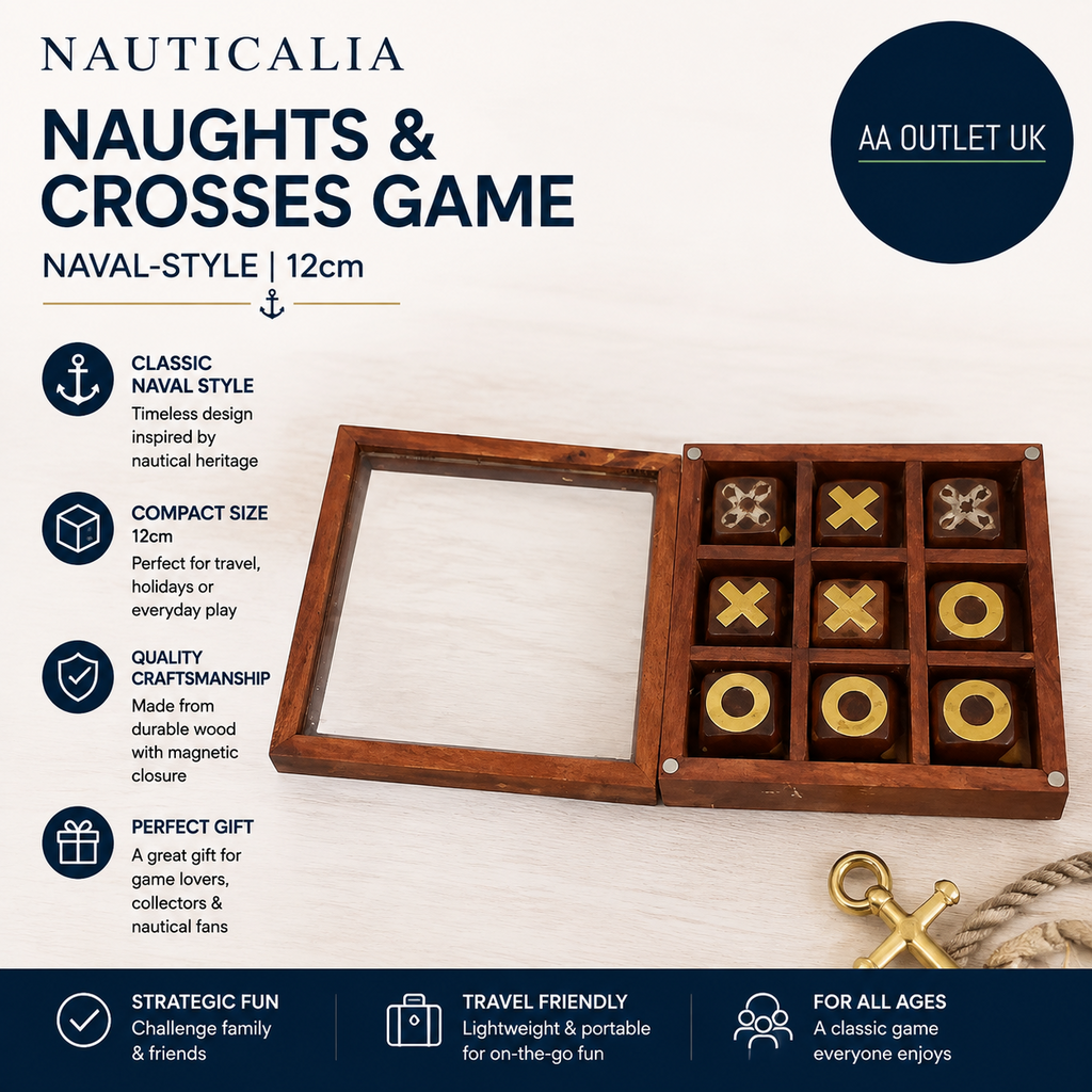 Nauticalia Naval Style Noughts And Crosses Game 12cm Wooden Toy