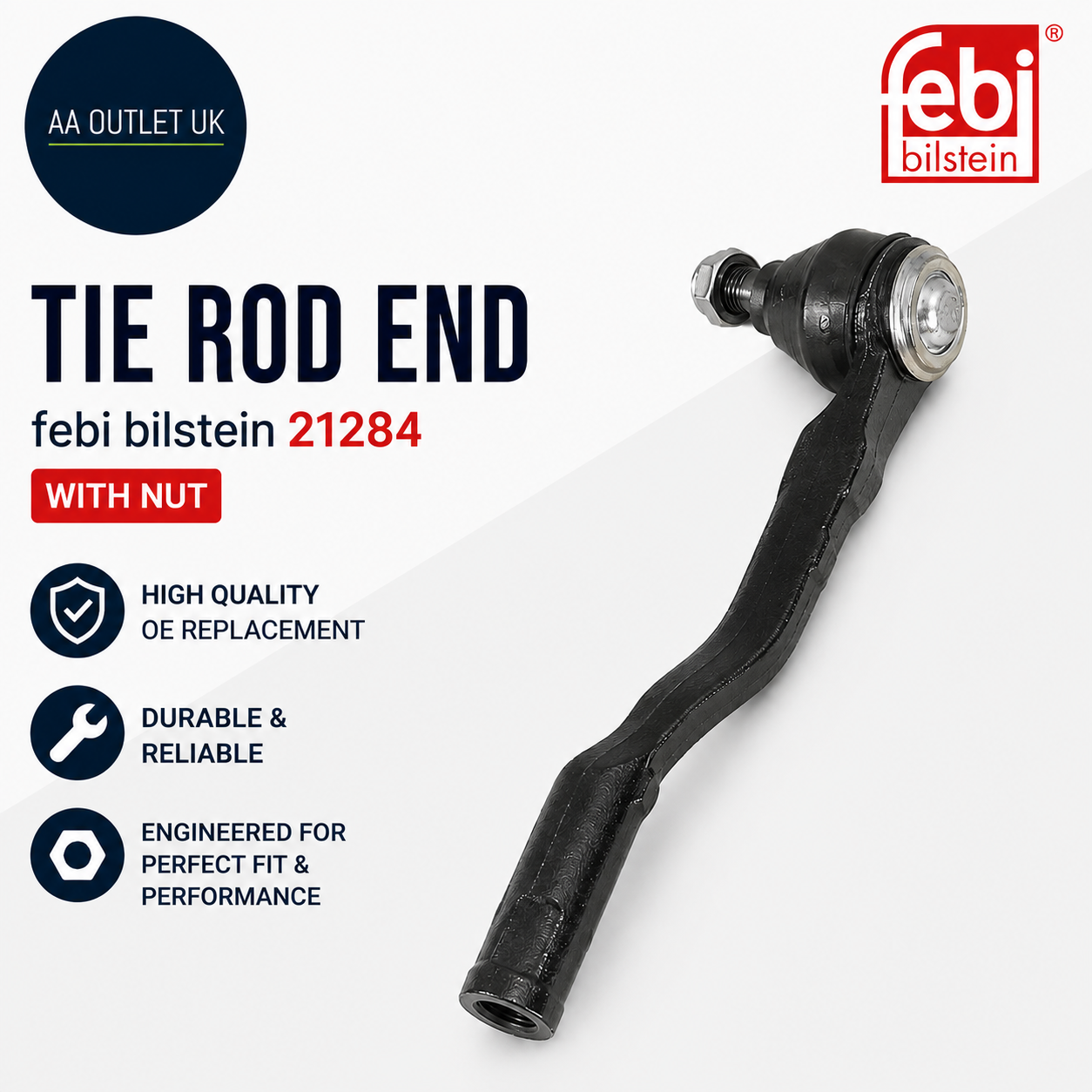 Febi Bilstein 21284 Tie Rod End With Nut Pack Of One
