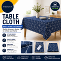 Dehaus Wipe Clean PVC Tablecloth Navy Geo Flow Vinyl Table Cover 200x140cm