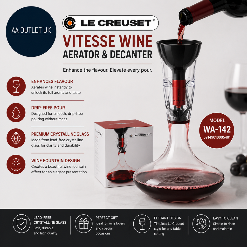 Le Creuset Vitesse Wine Aerator Fountain Decanter Lead free Crystalline New