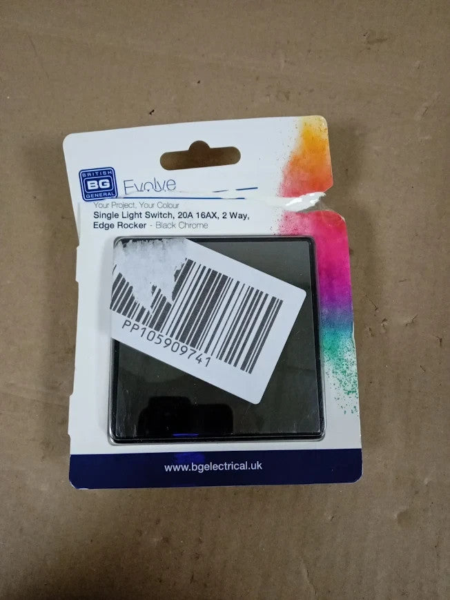 BG Electrical Single Wall Light Switch 2 Way Edge To Edge Rocker PCDBC12EB