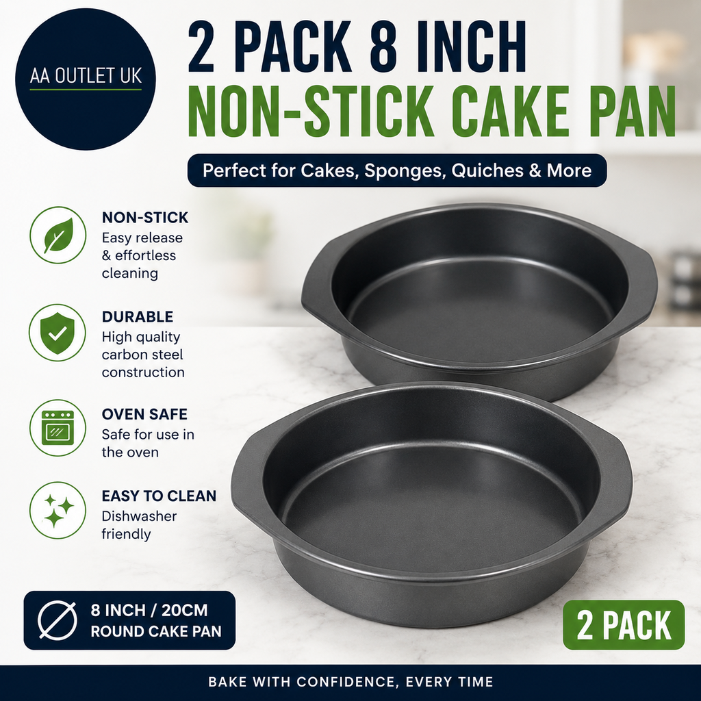 G4GADGET 2 Pack 8in Non Stick 20cm Cake Pan Baking Round Tin Oven Safe