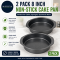 G4GADGET 2 Pack 8in Non Stick 20cm Cake Pan Baking Round Tin Oven Safe