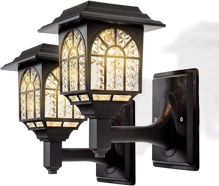 Leidrail Solar Fence Lights Outdoor Garden LED Solar Powered Pack 2 New