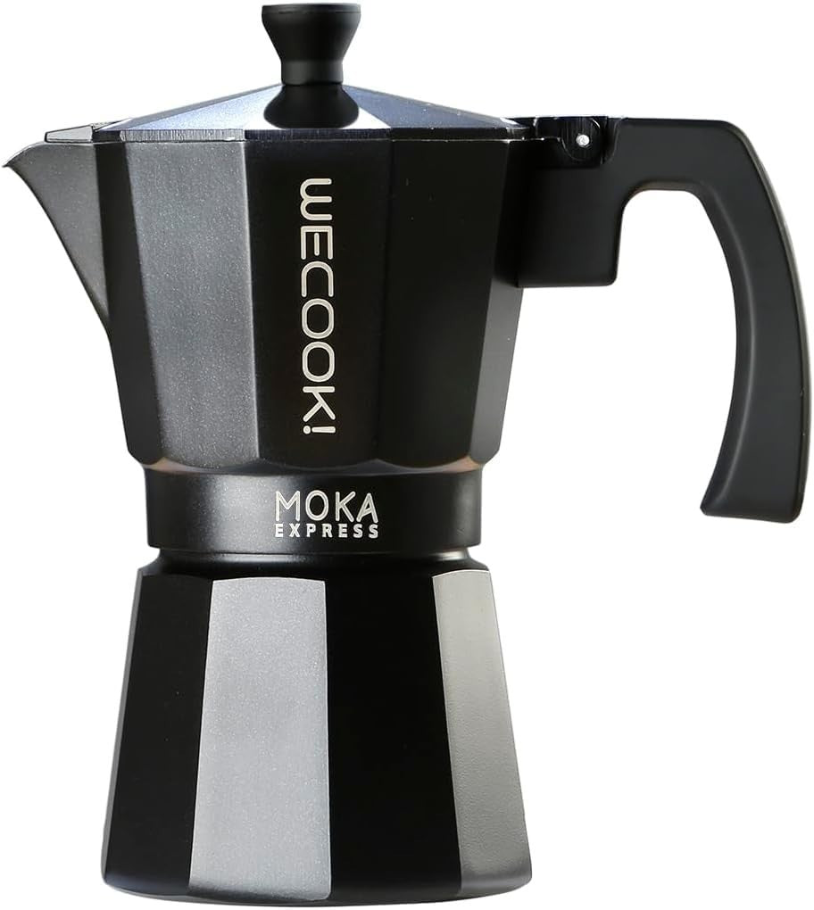 Wecook Bella Black Aluminium Stovetop Espresso Maker Italian Coffee Pot New