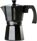 Wecook Bella Black Aluminium Stovetop Espresso Maker Italian Coffee Pot New