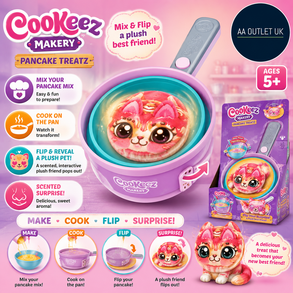 COOKEEZ MAKERY Pancake Treatz Mix & Flip A Plush Best Friend Place Flips Out