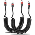 Coiled USB C To USB C Cable 2 Pack PD 60W Car Charger Cable 480mb Per Sec New