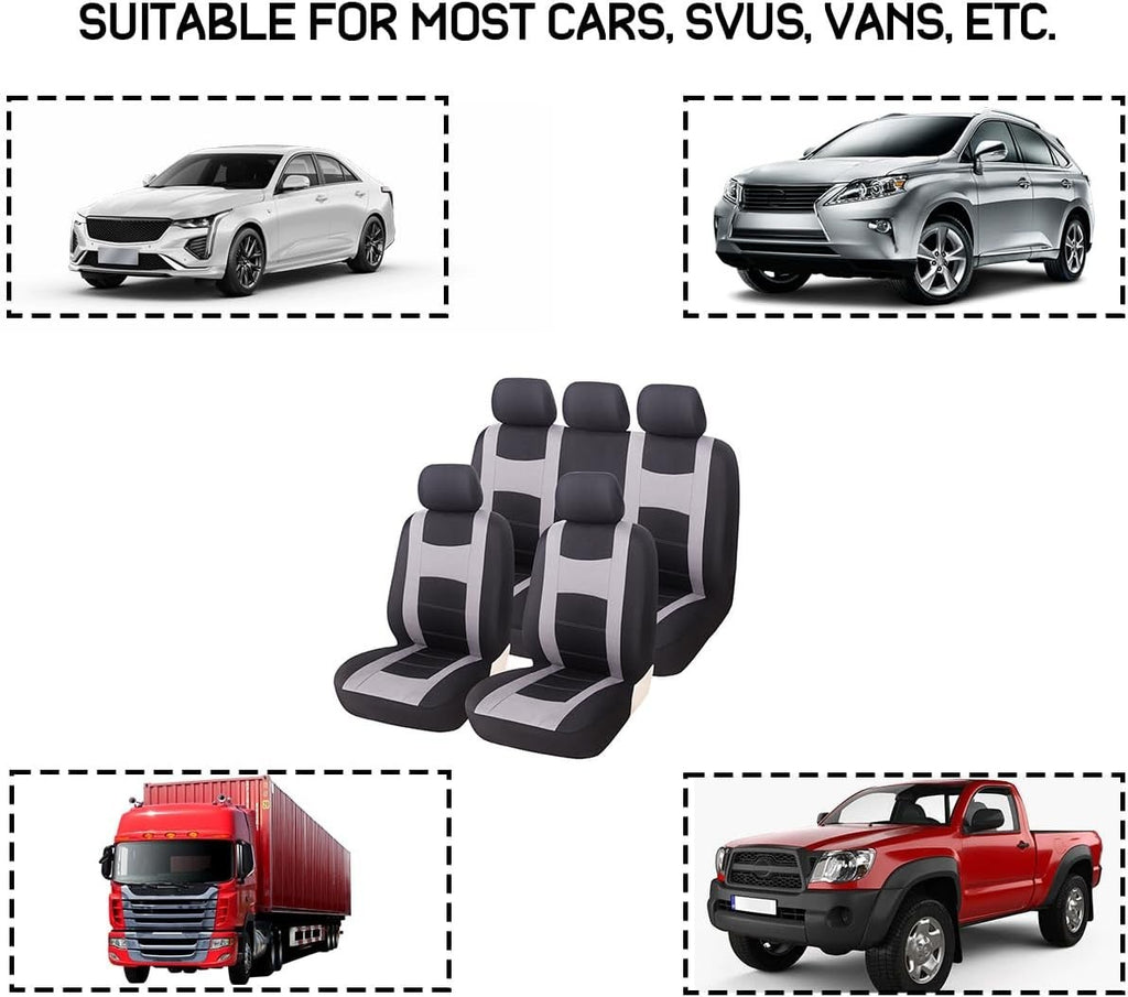 Jnnj 9pc Car Seat Covers Full Set Matching Cars Polycloth Universal Fit Grey New